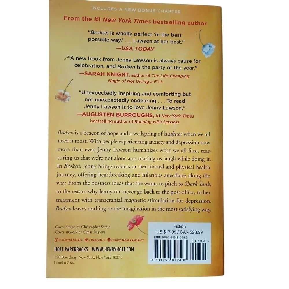 Jenny Lawson 'Broken' Book Paperback 2012 Biography Novel